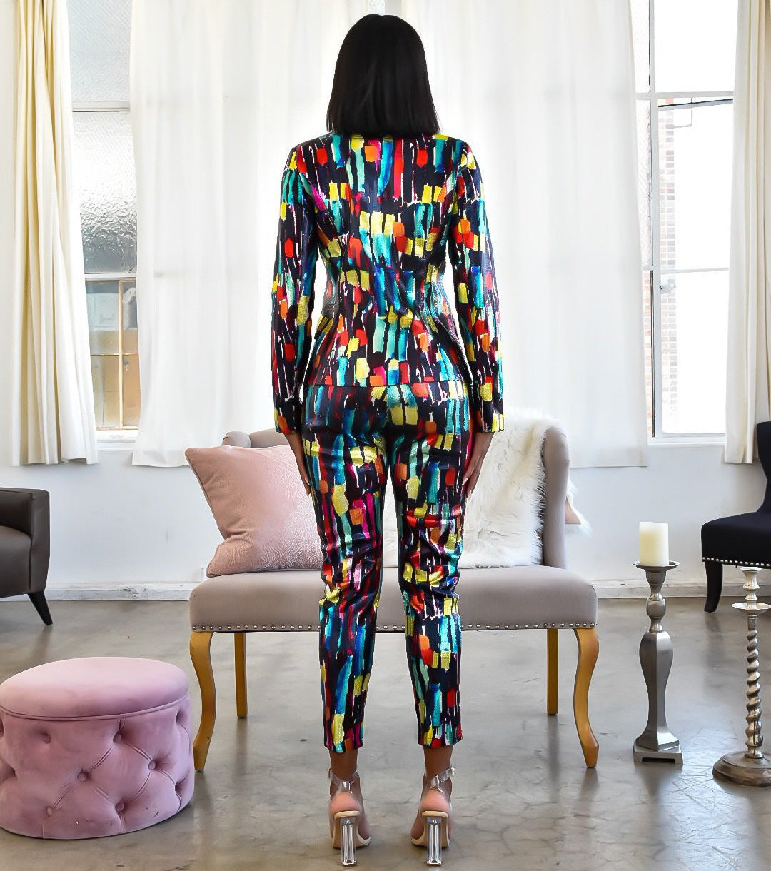 Female colorful suit