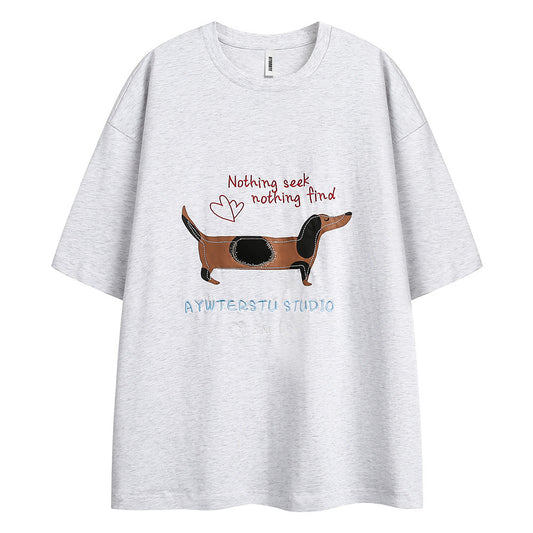 Cartoon Puppy Paste Cloth Embroidery T-shirt Men